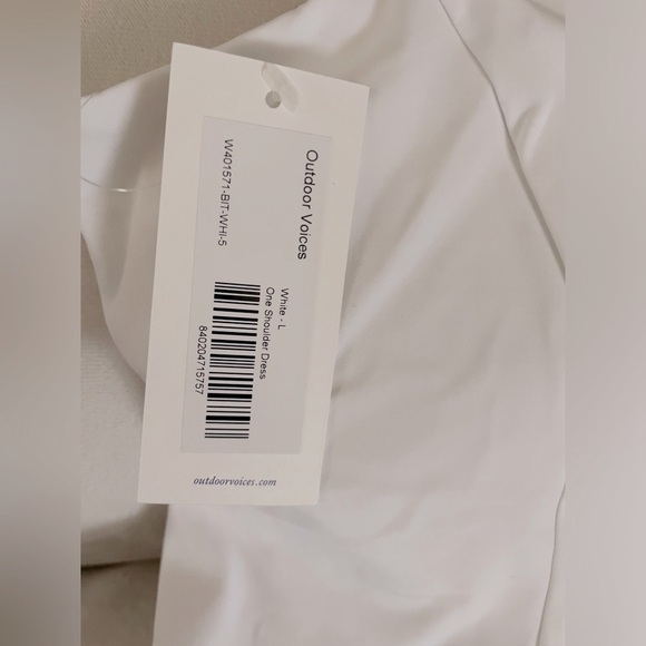 NWT Outdoor Voices SOLD OUT One Shoulder Dress Built in Bra only White Size L - Picture 10 of 16